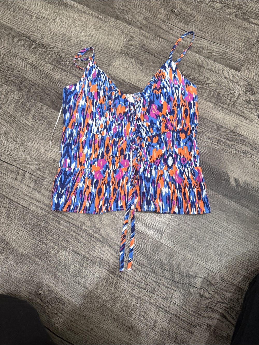 Bright Ikat Print Spaghetti Strap Tank Top - Multicolor